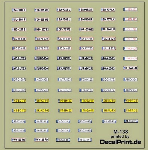 Decals satz nummernschilder - satz,